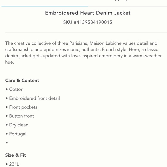 New Anthropologie Embroidered Heart denim jacket - Picture 9 of 9